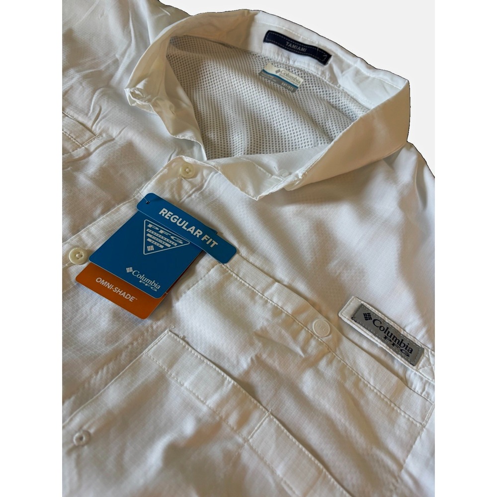Columbia PFG Tamiami Omni-Shade Men's 5XT White Short Sleeve Button-Up NWT